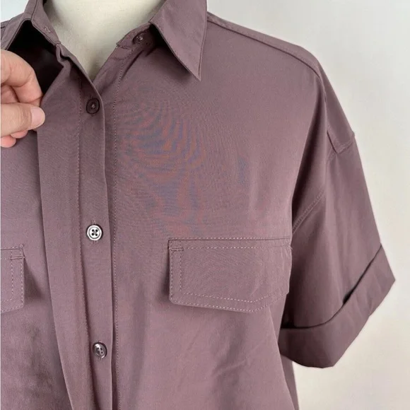 Athleta Women's Purple Button-Down Shirt - Picture 3 of 5